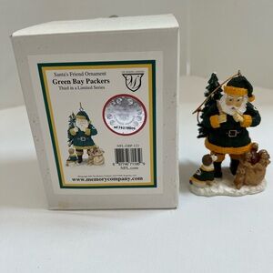 Green Bay Packers Santa Dog Christmas Ornament Limited Edition Box Hologram